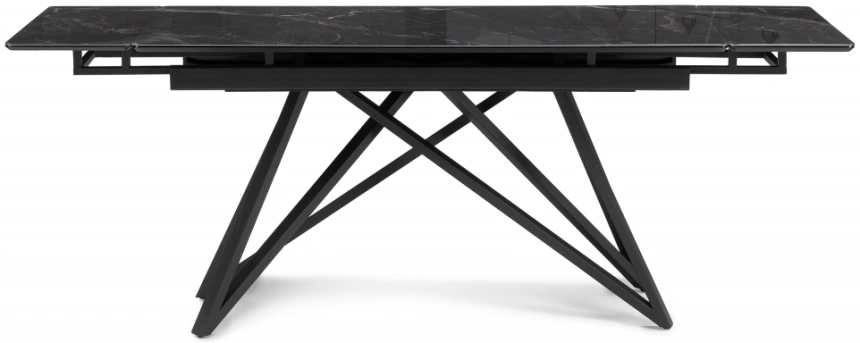 Обеденный раздвижной стол Вилсон, 140(200)х80, стекло, черный мрамор / черный