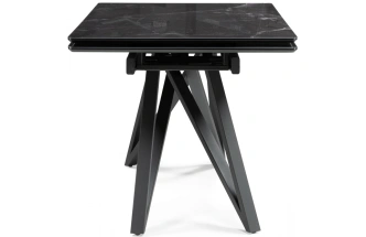 Обеденный раздвижной стол Вилсон, 140(200)х80, стекло, черный мрамор / черный