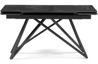 Обеденный раздвижной стол Вилсон, 140(200)х80, стекло, черный мрамор / черный