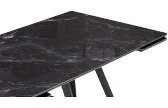Обеденный раздвижной стол Вилсон, 140(200)х80, стекло, черный мрамор / черный
