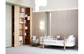 Детская кровать Лия, одноярусная, белая эмаль / прозрачный лак