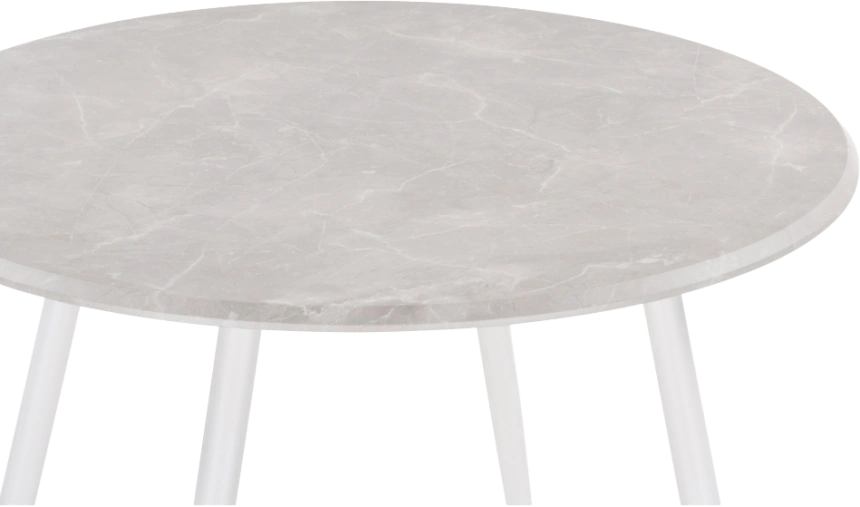 Кухонный стол Абилин 100x76, МДФ, мрамор светло-серый, каркас белый матовый