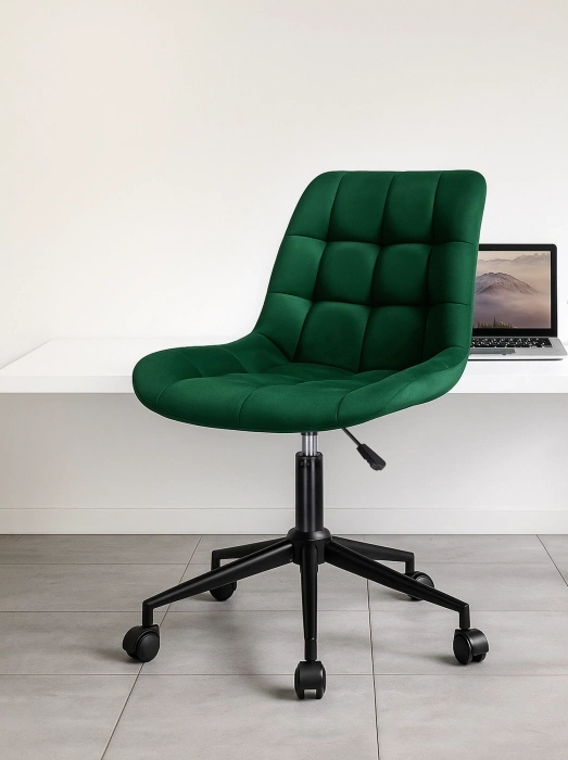 Офисный стул Честер, на колесиках, зеленый / черный