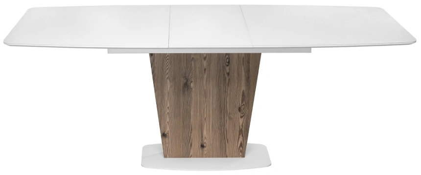 Обеденный раздвижной стол Оливер, 160(200)х90х75, стекло, белый / лиственница горная