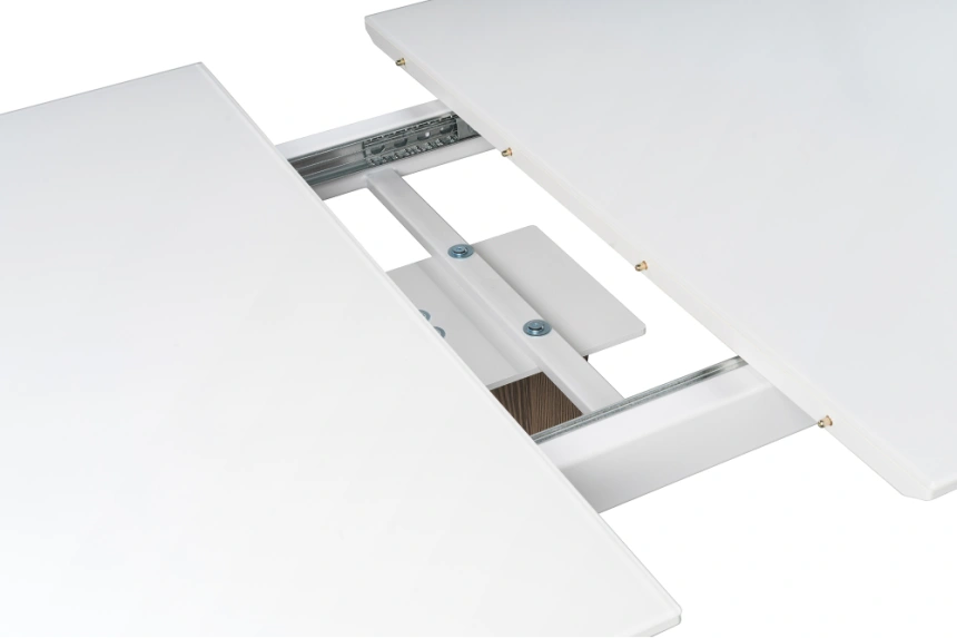 Обеденный раздвижной стол Оливер, 160(200)х90х75, стекло, белый / лиственница горная