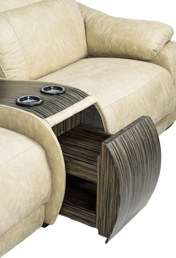 Диван прямой Флора, электрореклайнер, двухместный, Замша 7615-1, Венге