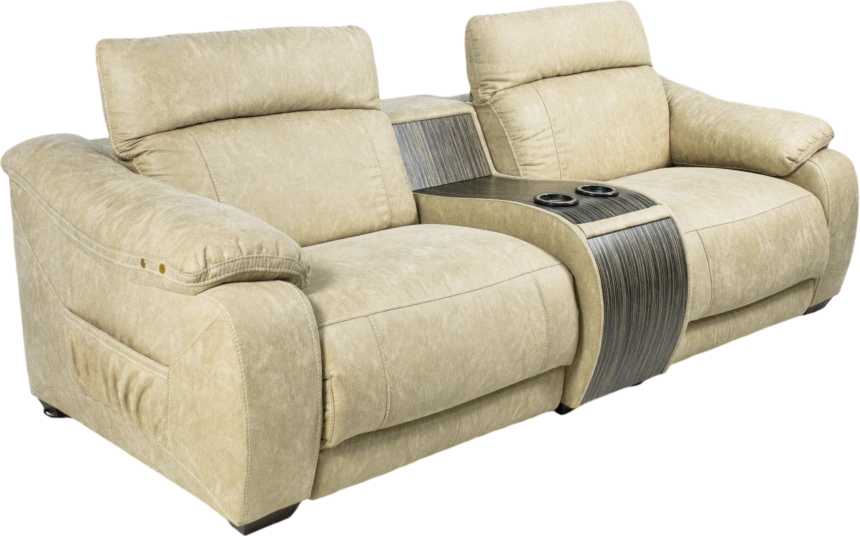 Диван прямой Флора, электрореклайнер, двухместный, Замша 7615-1, Венге