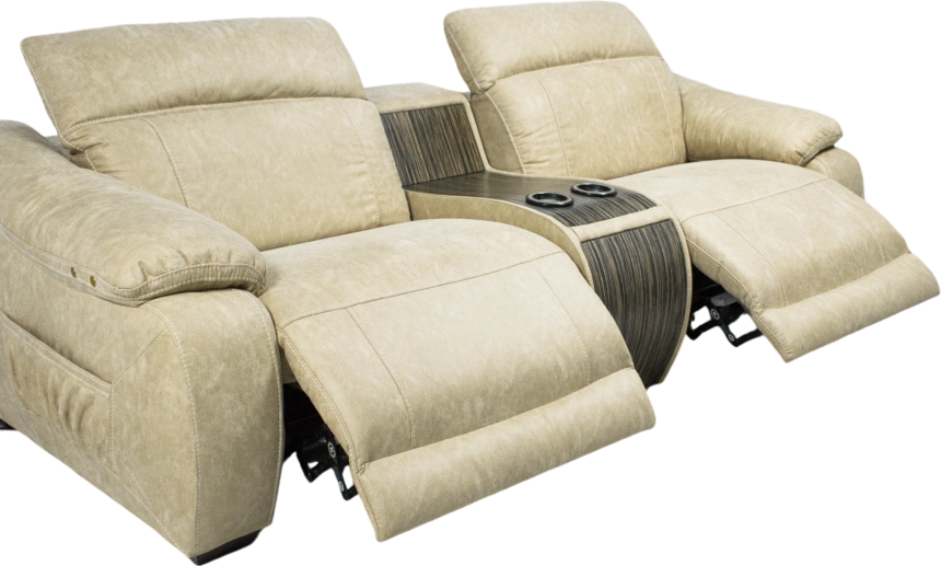 Диван прямой Флора, электрореклайнер, двухместный, Замша 7615-1, Венге