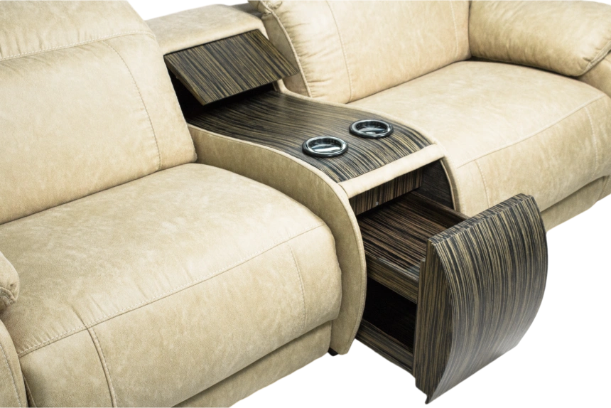 Диван прямой Флора, электрореклайнер, двухместный, Замша 7615-1, Венге