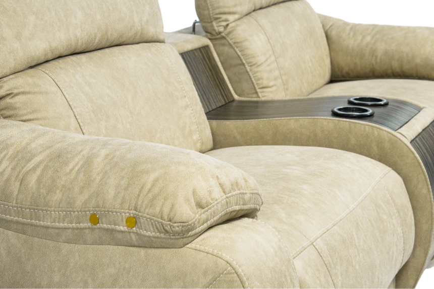 Диван прямой Флора, электрореклайнер, двухместный, Замша 7615-1, Венге