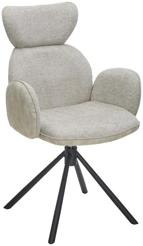 Стул Vardy, мягкий, поворотный, Brego-31 бежевый ткань, 7525-01 бежевый велюр, черный каркас