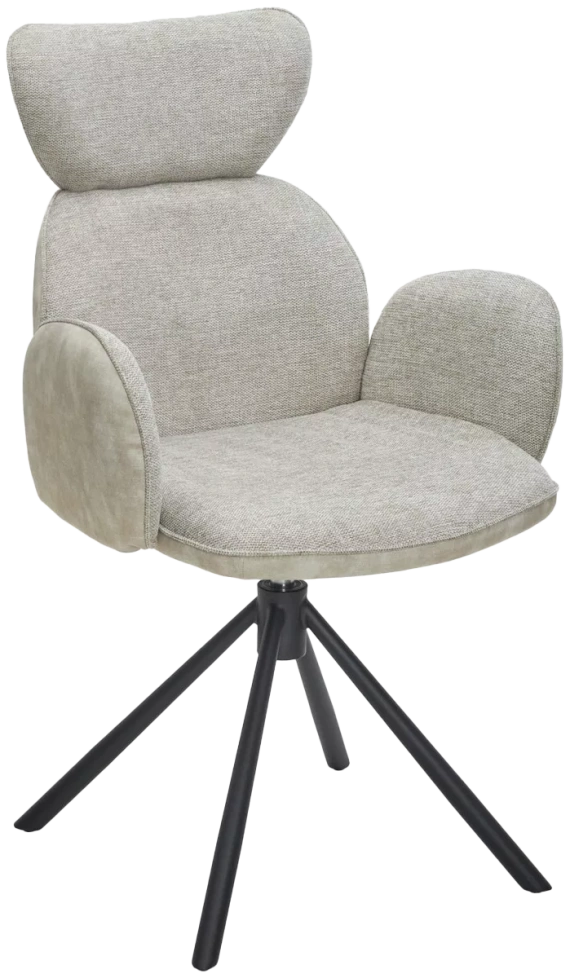 Стул Vardy, мягкий, поворотный, Brego-31 бежевый ткань, 7525-01 бежевый велюр, черный каркас