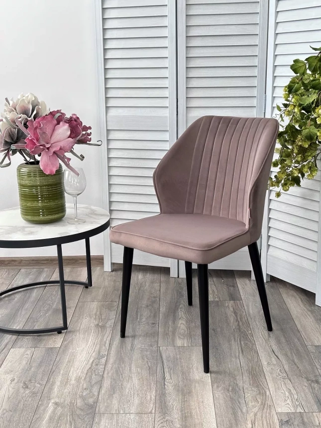 Стул Seattle, мягкий, 505-5 тауп, велюр без пальчиковый, черный каркас 