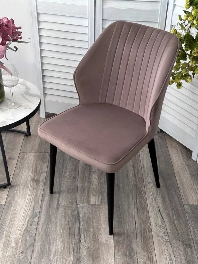 Стул Seattle, мягкий, 505-5 тауп, велюр без пальчиковый, черный каркас 