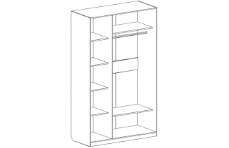 Шкаф трехдверный Николь, распашной с зеркалом, ясень жемчужный / ваниль