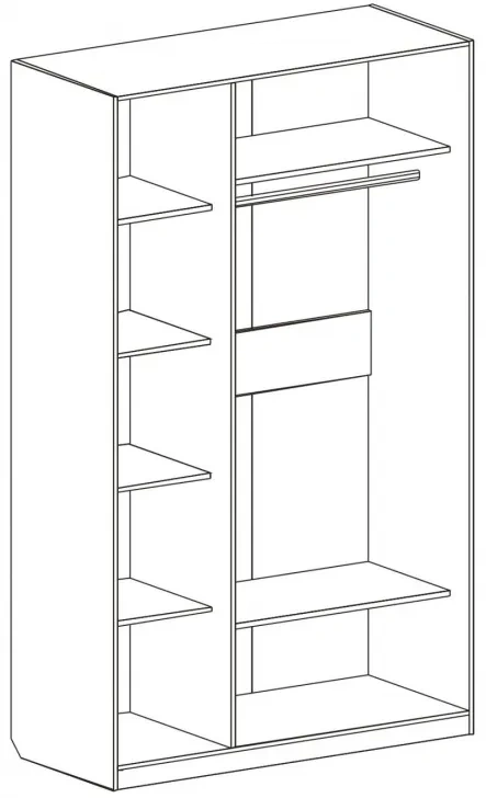 Шкаф трехдверный Николь, распашной с зеркалом, ясень жемчужный / ваниль