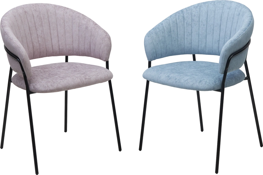 Стул ГЕММА, мягкий, Rain 10 lavanda, велюр, черный каркас 