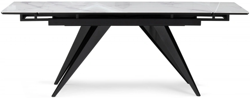 Обеденный раздвижной стол Дарвин, 140(200)х80, стекло, белый мрамор / черный