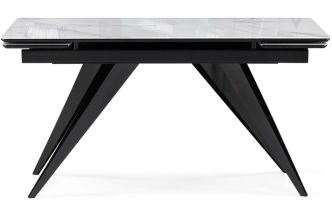 Обеденный раздвижной стол Дарвин, 140(200)х80, стекло, белый мрамор / черный