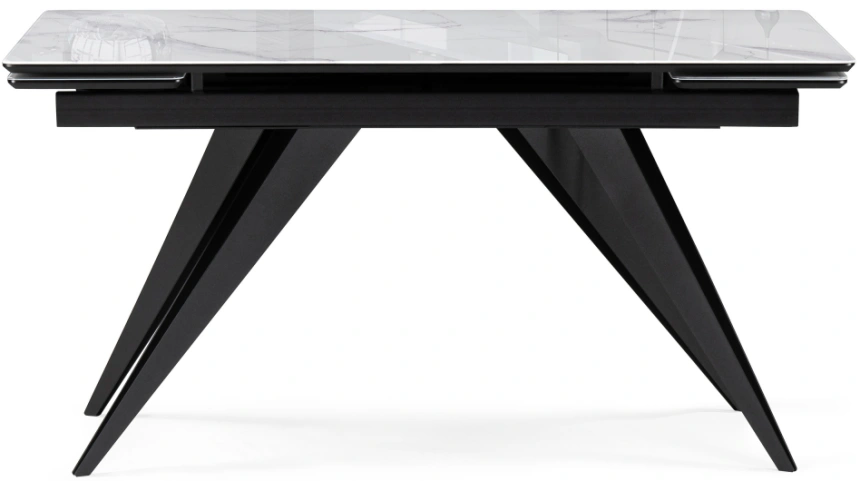 Обеденный раздвижной стол Дарвин, 140(200)х80, стекло, белый мрамор / черный