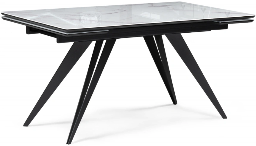 Обеденный раздвижной стол Дарвин, 140(200)х80, стекло, белый мрамор / черный