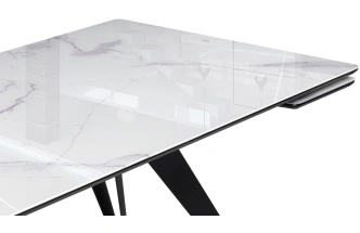 Обеденный раздвижной стол Дарвин, 140(200)х80, стекло, белый мрамор / черный