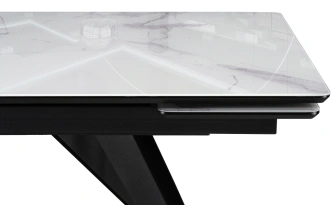 Обеденный раздвижной стол Дарвин, 140(200)х80, стекло, белый мрамор / черный