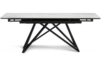 Обеденный раздвижной стол Вилсон, 140(200)х80, керамика, белый мрамор / черный
