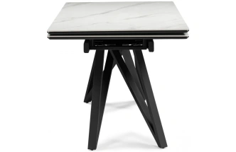 Обеденный раздвижной стол Вилсон, 140(200)х80, керамика, белый мрамор / черный