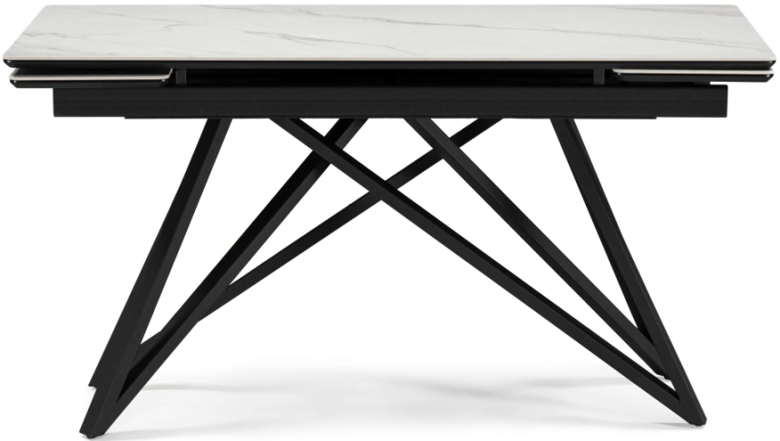 Обеденный раздвижной стол Вилсон, 140(200)х80, керамика, белый мрамор / черный
