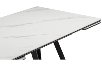 Обеденный раздвижной стол Вилсон, 140(200)х80, керамика, белый мрамор / черный