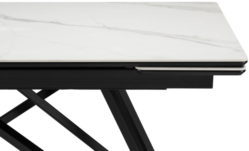 Обеденный раздвижной стол Вилсон, 140(200)х80, керамика, белый мрамор / черный