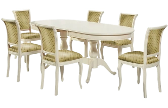 Кухонный стол Фабрицио-2, овал 120, слоновая кость, каркас слоновая кость