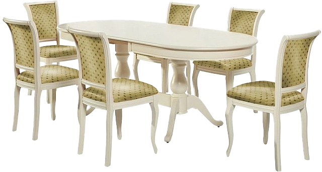 Кухонный стол Фабрицио-2, овал 120, слоновая кость, каркас слоновая кость