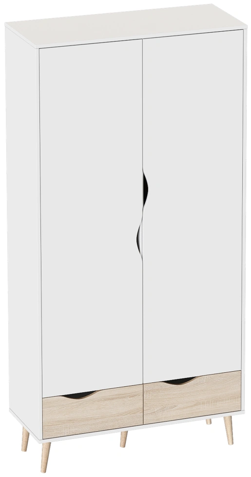 Шкаф двухстворчатый Соната, распашной для одежды, белый фон / дуб сонома