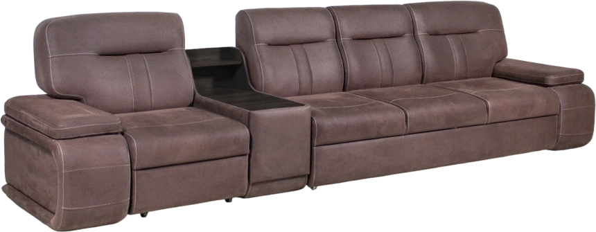 Диван модульный Арт-18, ткань Софа 18, нить контрастная, декор Венге Аруба, бар слева 