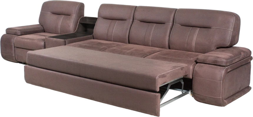 Диван модульный Арт-18, ткань Софа 18, нить контрастная, декор Венге Аруба, бар слева 