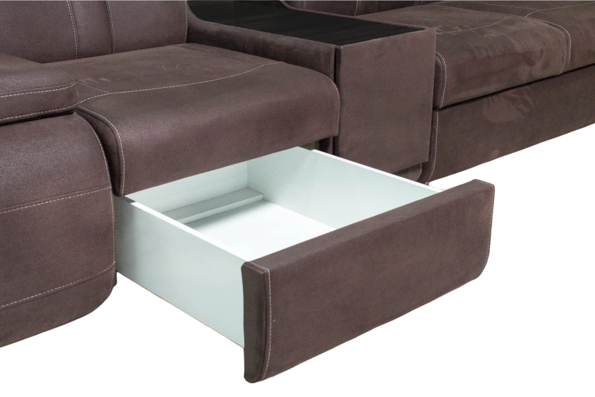 Диван модульный Арт-18, ткань Софа 18, нить контрастная, декор Венге Аруба, бар слева 