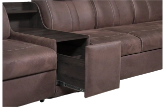 Диван модульный Арт-18, ткань Софа 18, нить контрастная, декор Венге Аруба, бар слева 