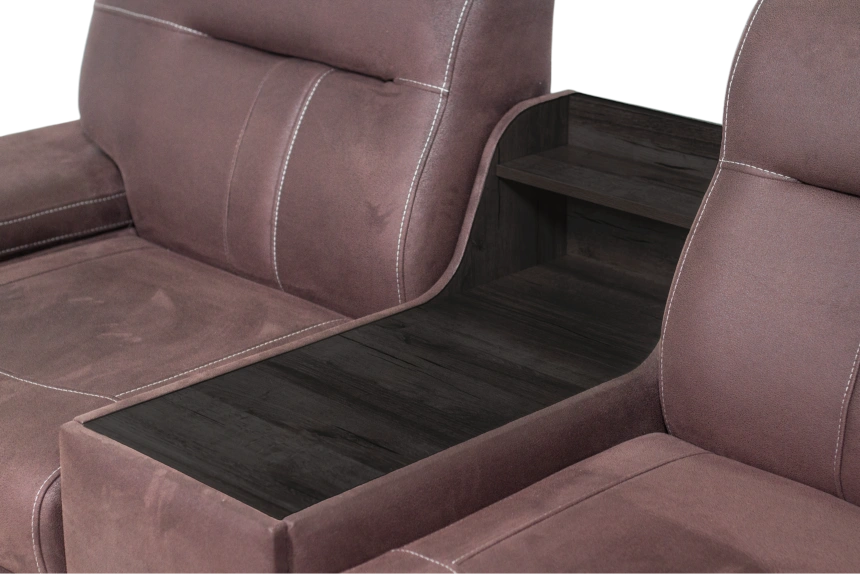 Диван модульный Арт-18, ткань Софа 18, нить контрастная, декор Венге Аруба, бар слева 