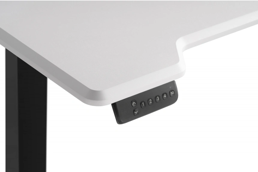 Стол компьютерный Маркос, 120, с механизмом подъема, белая шагрень / черный