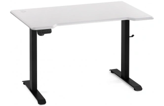 Стол компьютерный Маркос, 120, с механизмом подъема, белая шагрень / черный