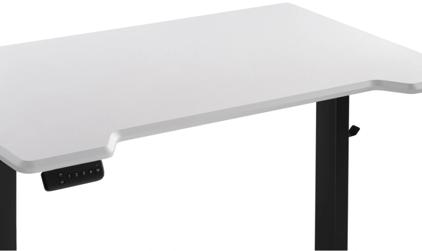 Стол компьютерный Маркос, 120, с механизмом подъема, белая шагрень / черный