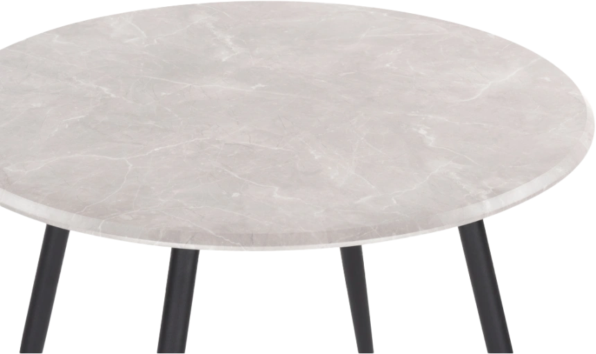 Кухонный стол Абилин 100x76, МДФ, мрамор светло-серый, каркас черный матовый