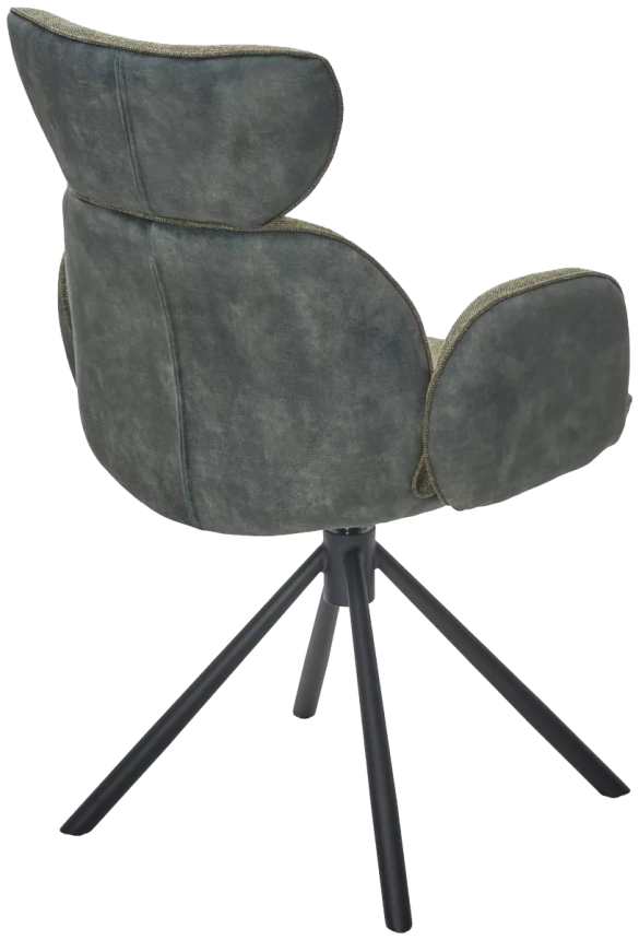 Стул Vardy, мягкий, поворотный, Brego-77 зеленый ткань, 7525-156 зеленый велюр, черный каркас 