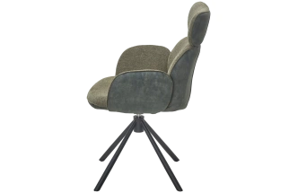 Стул Vardy, мягкий, поворотный, Brego-77 зеленый ткань, 7525-156 зеленый велюр, черный каркас 