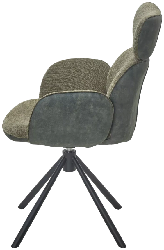 Стул Vardy, мягкий, поворотный, Brego-77 зеленый ткань, 7525-156 зеленый велюр, черный каркас 