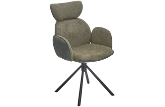 Стул Vardy, мягкий, поворотный, Brego-77 зеленый ткань, 7525-156 зеленый велюр, черный каркас 