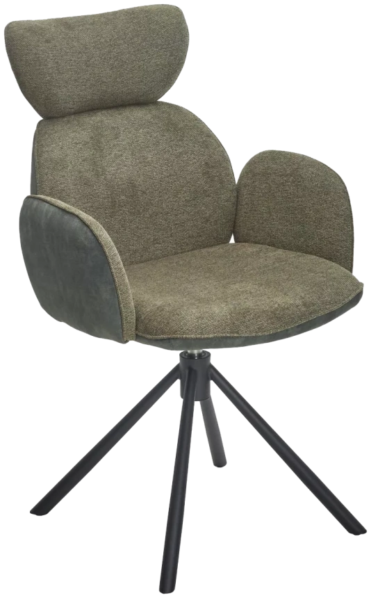 Стул Vardy, мягкий, поворотный, Brego-77 зеленый ткань, 7525-156 зеленый велюр, черный каркас 
