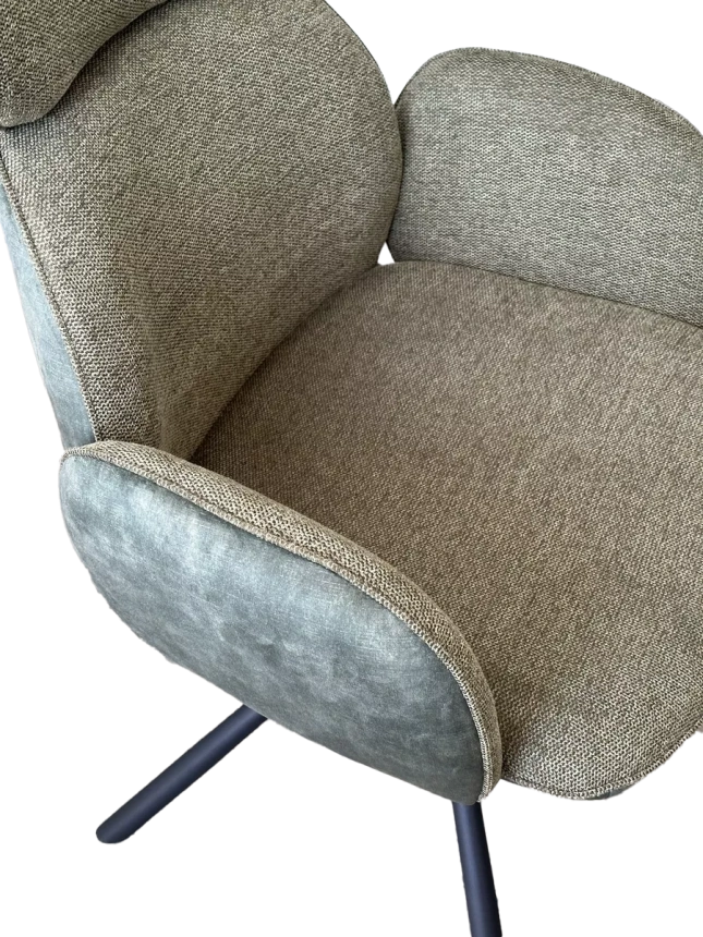 Стул Vardy, мягкий, поворотный, Brego-77 зеленый ткань, 7525-156 зеленый велюр, черный каркас 